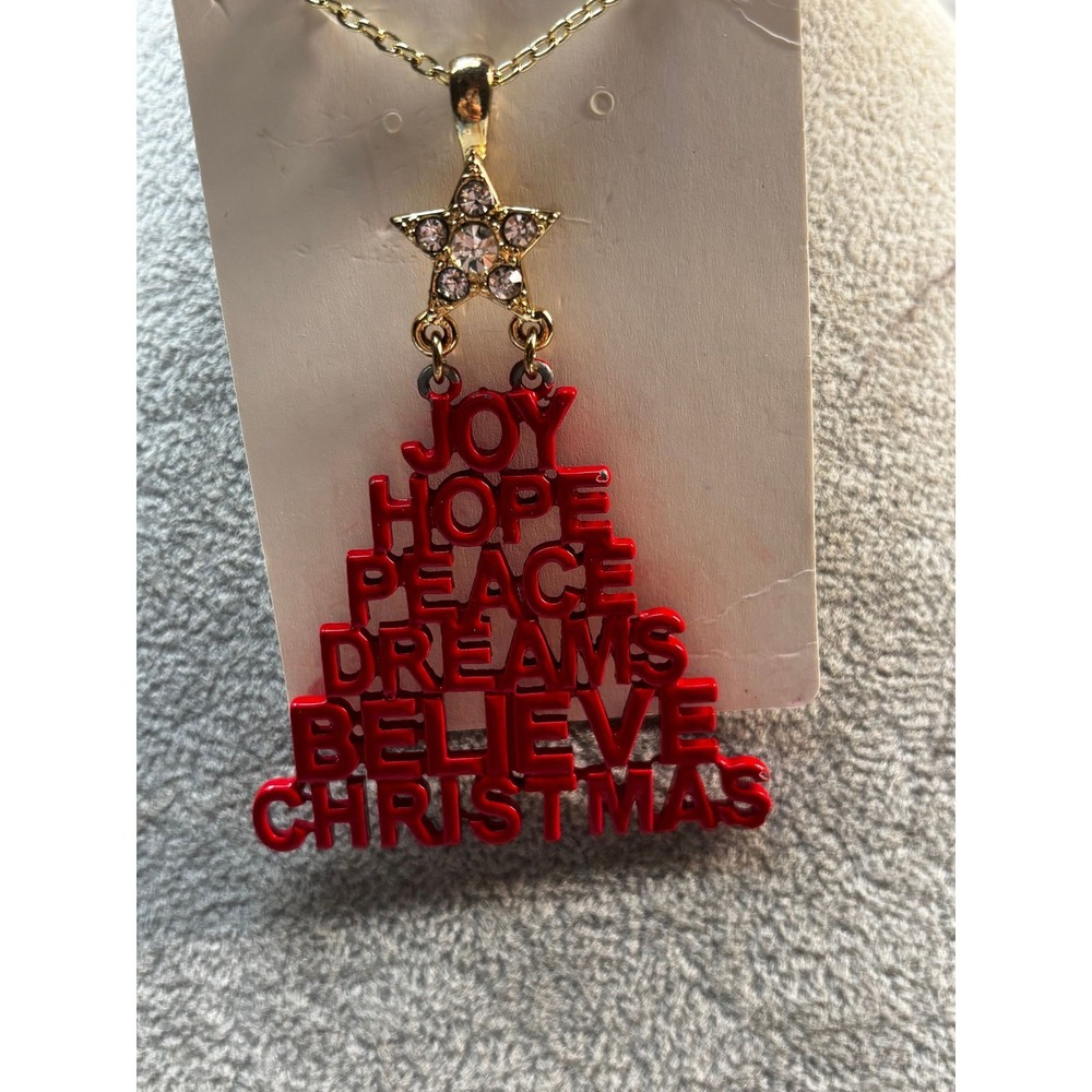 #38. Festive Christmas Tree Word-Stack Pendant Necklace